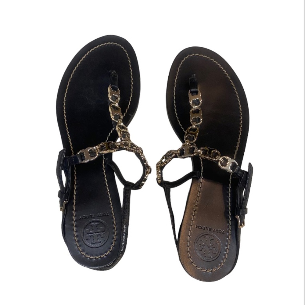 Tory Burch Black Gemini Chain Sandals